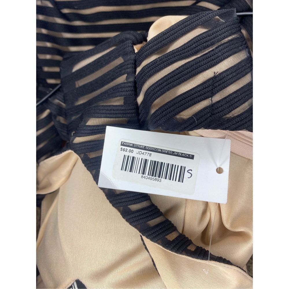 Fab'rik Womens Mini Dress Bodycon Sleeveless Stripe Black Size Small NWT - Picture 6 of 9
